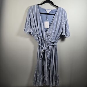 LC Lauren Conrad Blue Pleated Wrap Sundress